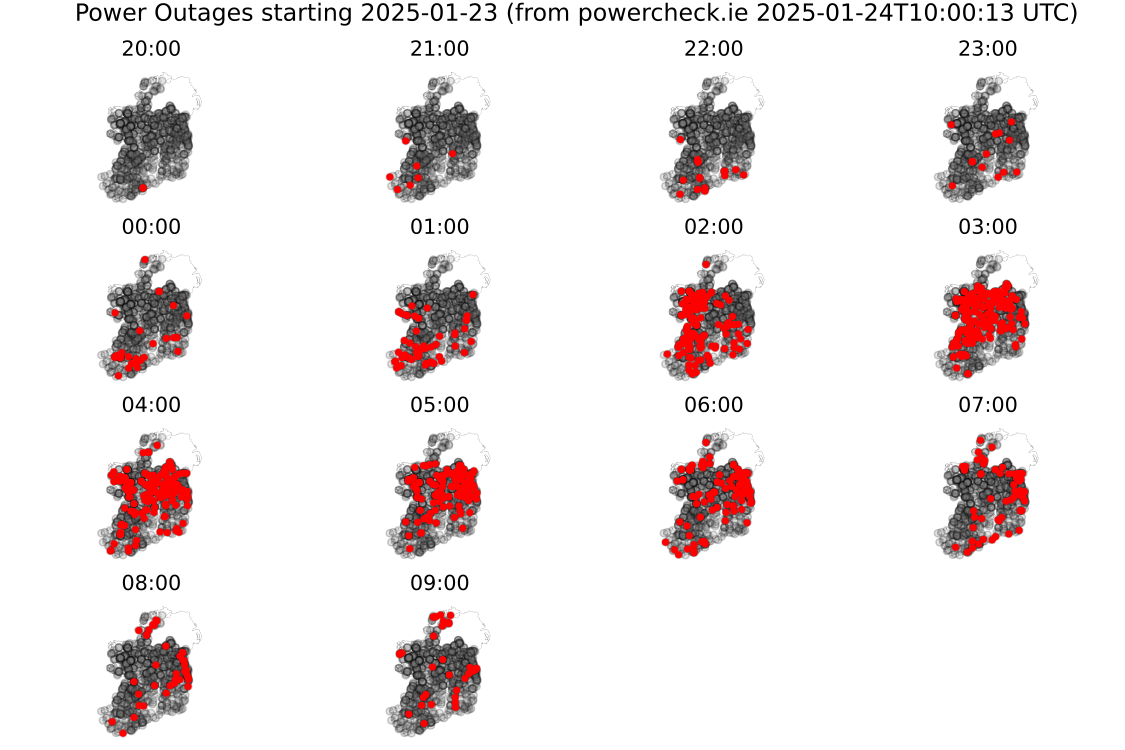 Power outage map for Ireland